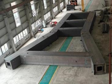Full-scale trial assembly of a fabricated steel structure in the yard